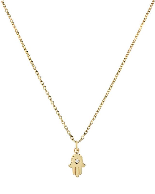 Zoe Lev 14K Yellow Gold Diamond Hamsa Pendant Necklace, 18 Product Image