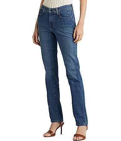 Lauren Ralph Lauren Premier Shape Memory Stretch Denim Straight Leg Ankle Jeans Product Image