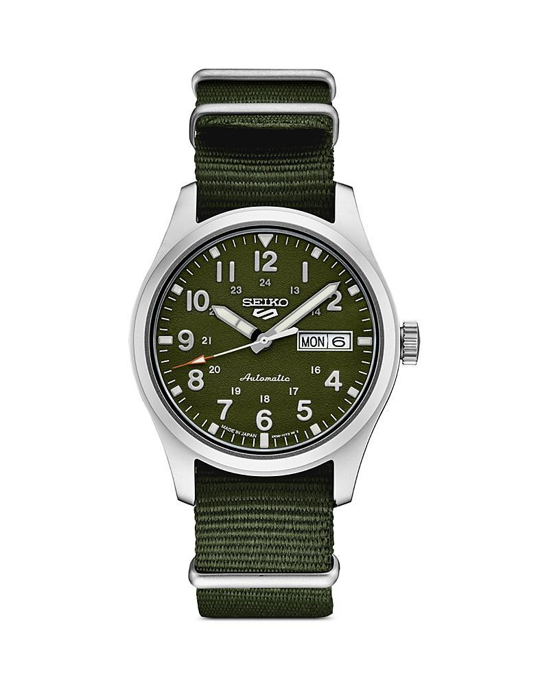 Seiko Mens Automatic 5 Sports Green Nylon Strap Watch 43mm Product Image