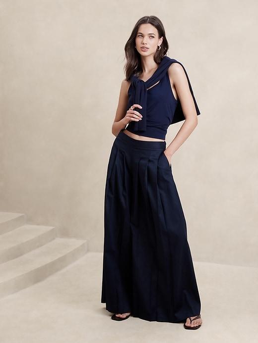 Linen-Blend Palazzo Pant Product Image