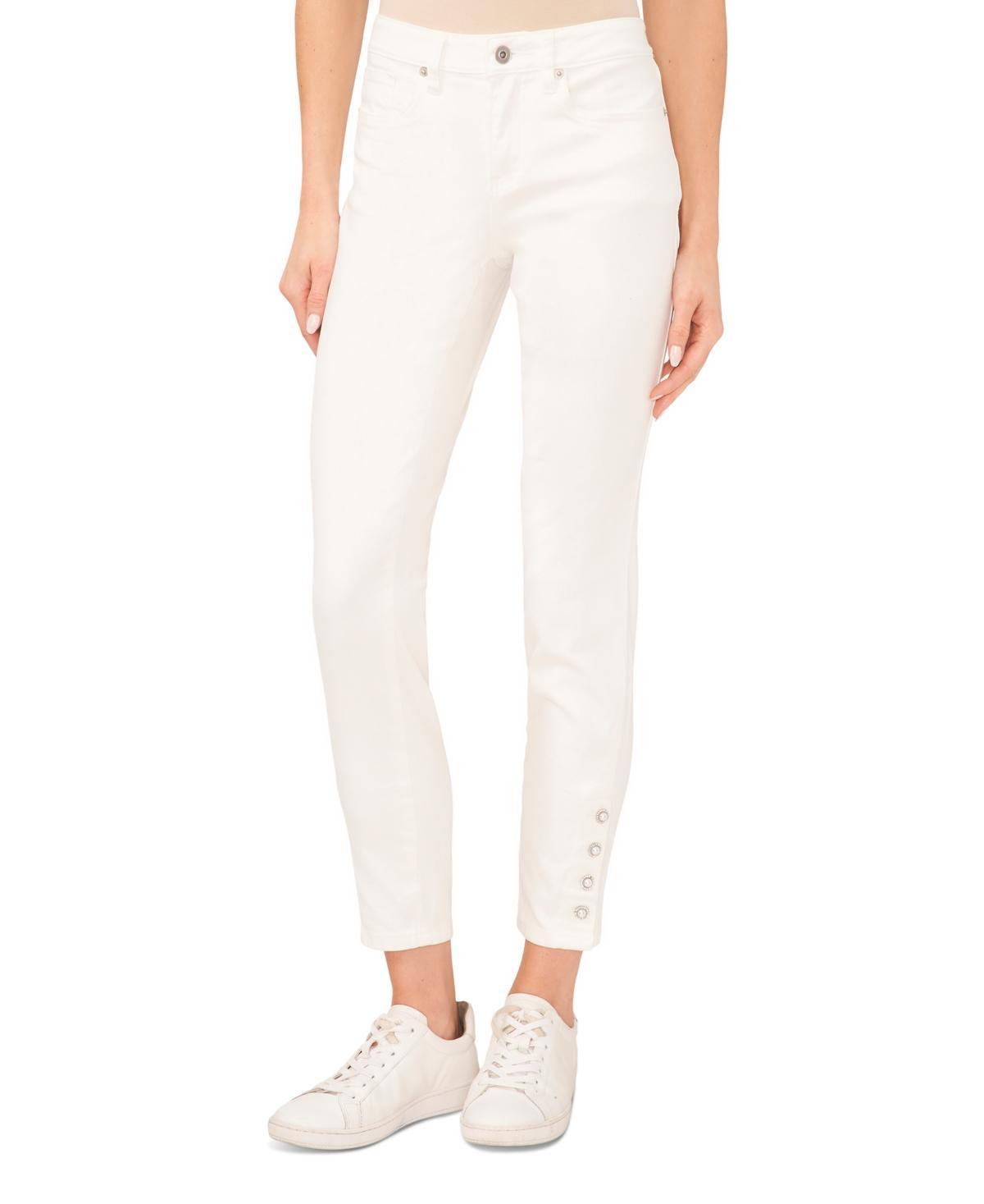 CeCe Indigo Wash Pearl Cuff Skinny Denim Jeans Product Image