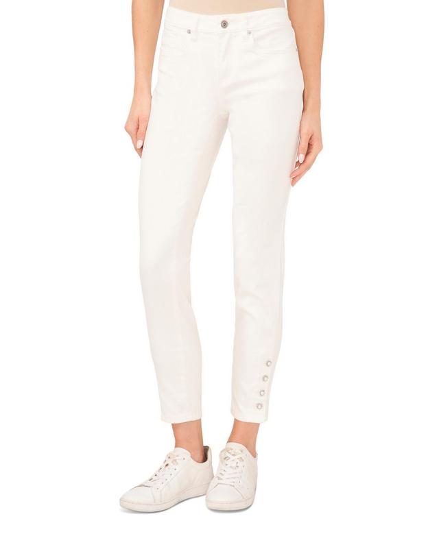 CeCe Indigo Wash Pearl Cuff Skinny Denim Jeans Product Image