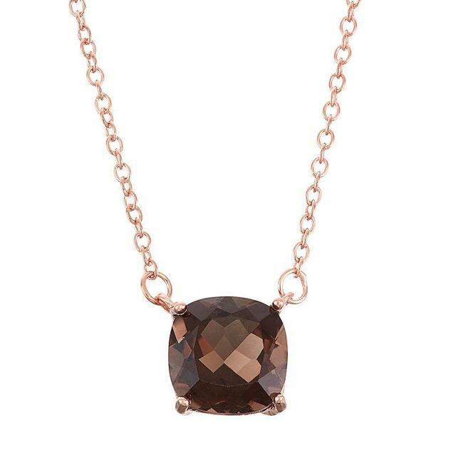 18k Rose Gold Over Silver Smoky Quartz Necklace, Womens Pink Tone Product Image