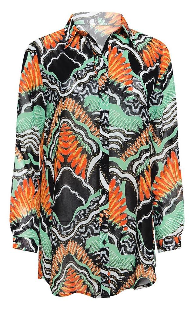 Black Tribal Print Beach Shirt Product Image