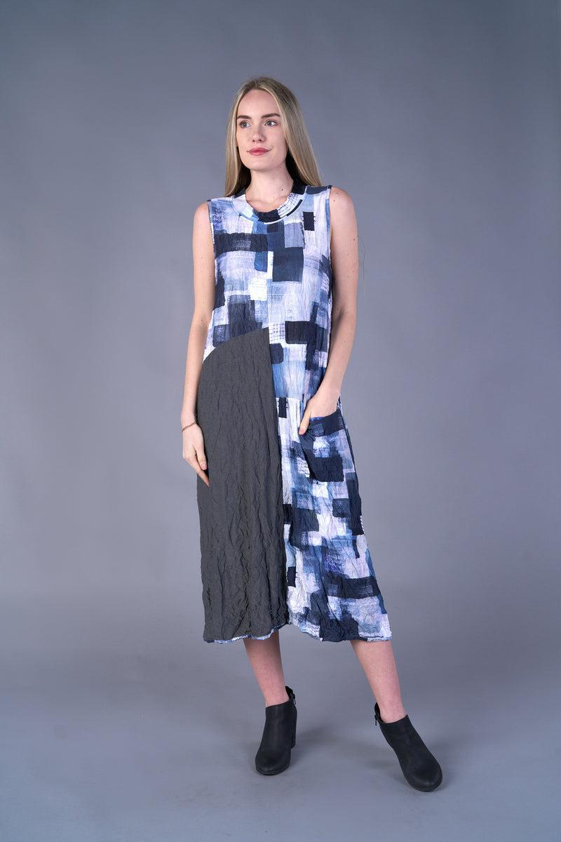 Grey Contrast Crinkle Dress Product Image