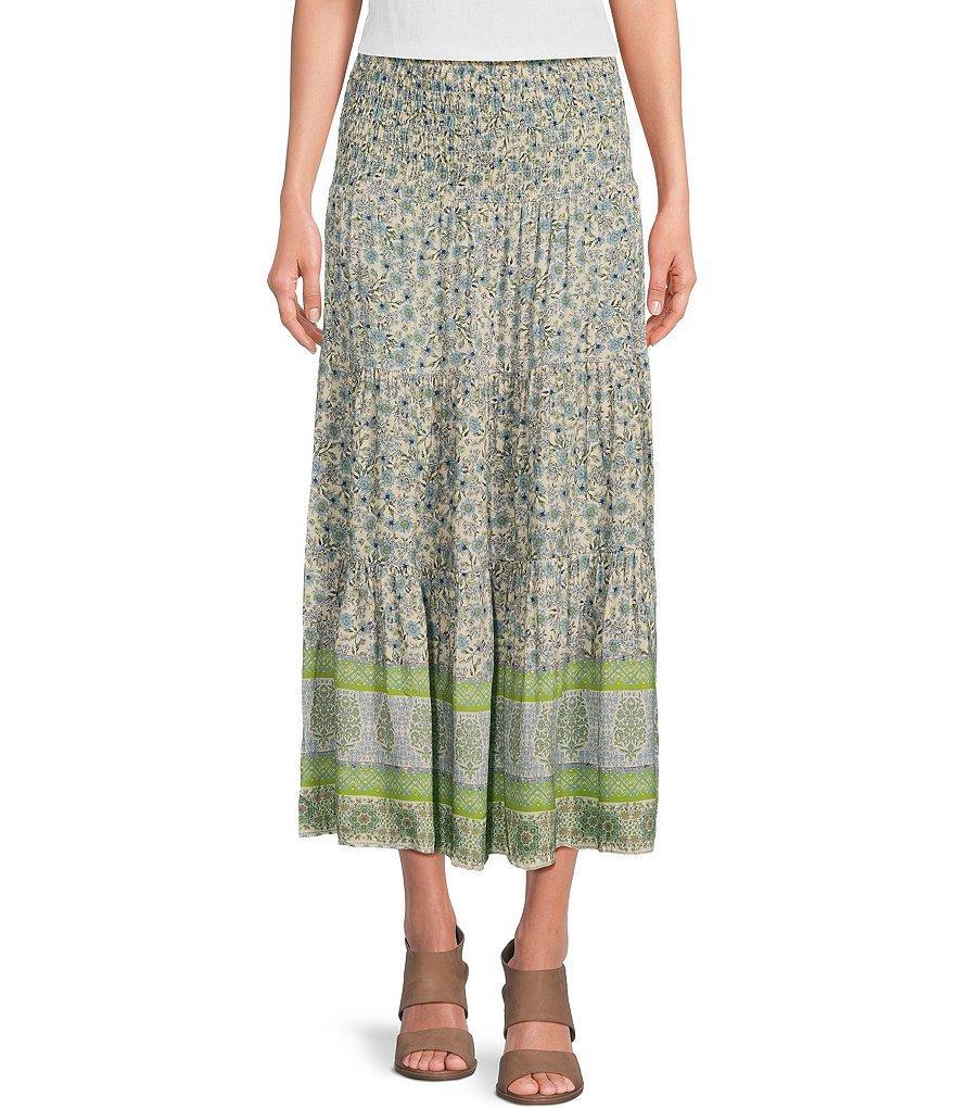 M Made In Italy Floral Print A line Midi Skirt Product Image