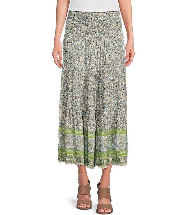 M Made In Italy Floral Print A line Midi Skirt Product Image