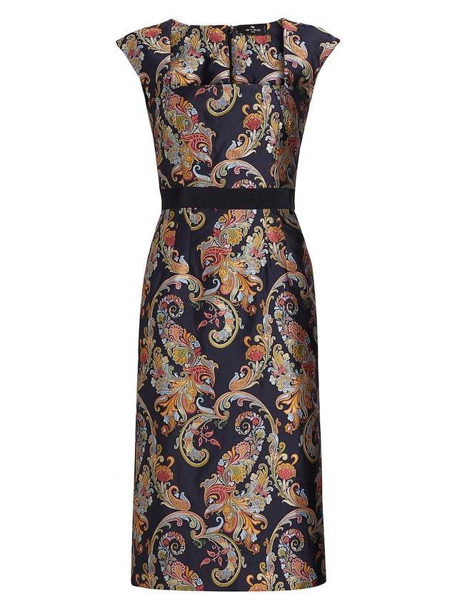 Womens Floral Satin Sheath Dress Product Image