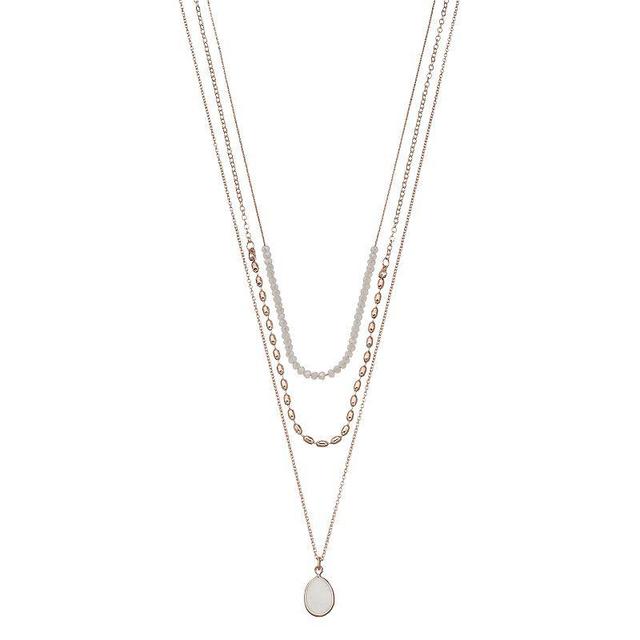 LC Lauren Conrad Mother-of-Pearl Multistrand Necklace, Womens, Rose Gold Tone Product Image