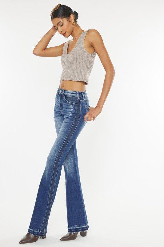 Dark Wash High Rise Flare Jeans Product Image