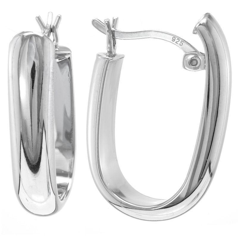 Silver Treasures Sterling Silver Oval Hoop Earrings Product Image