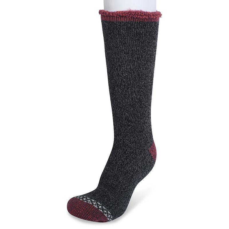 Womens GaaHuu 4X Brushed Thermal Socks, Black Red Product Image