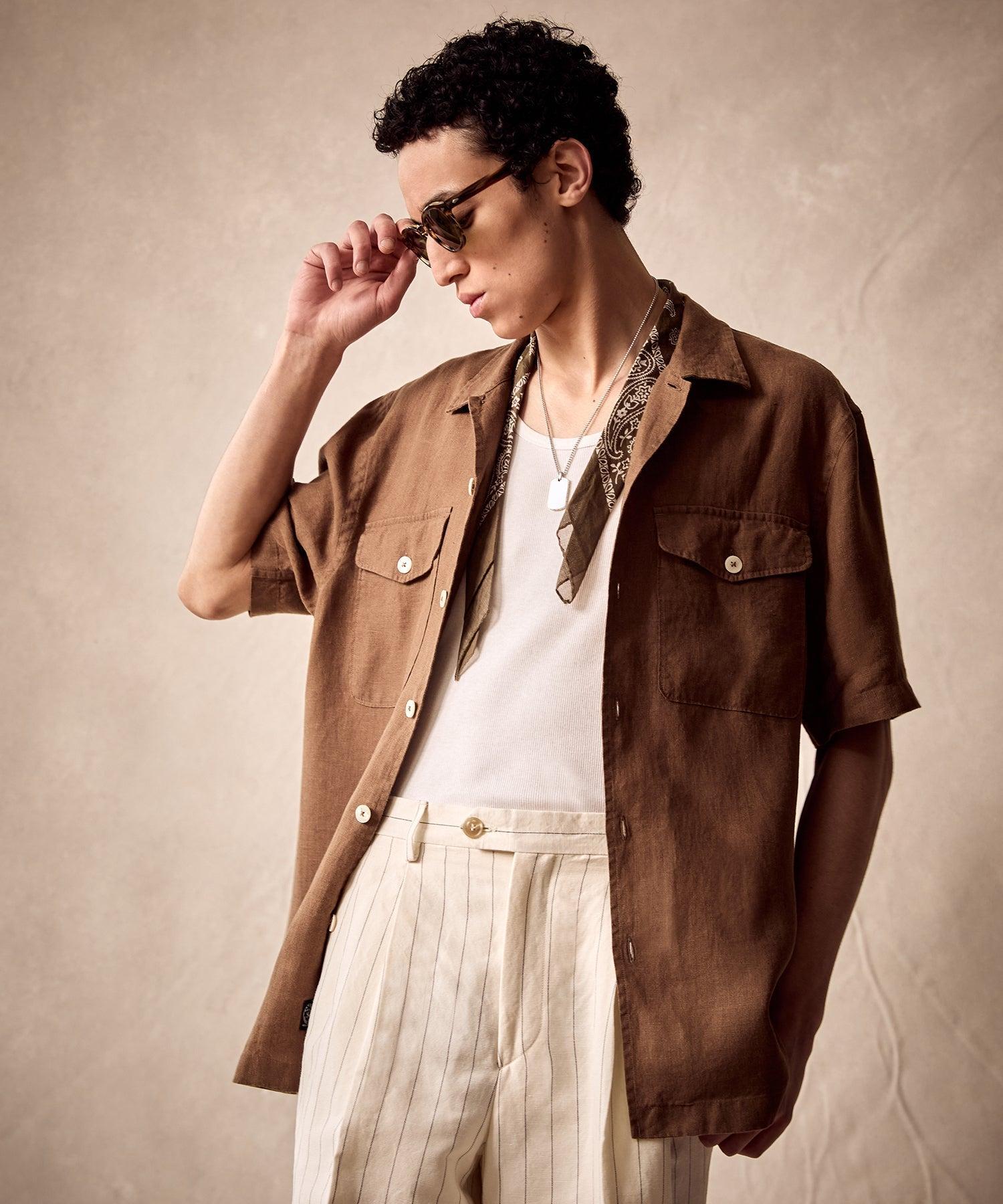 Linen Panama Shirt in Hopsack Product Image