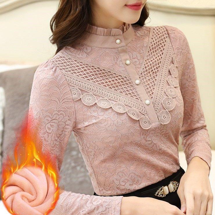 Long-Sleeve Mock-Neck Lace Top Product Image