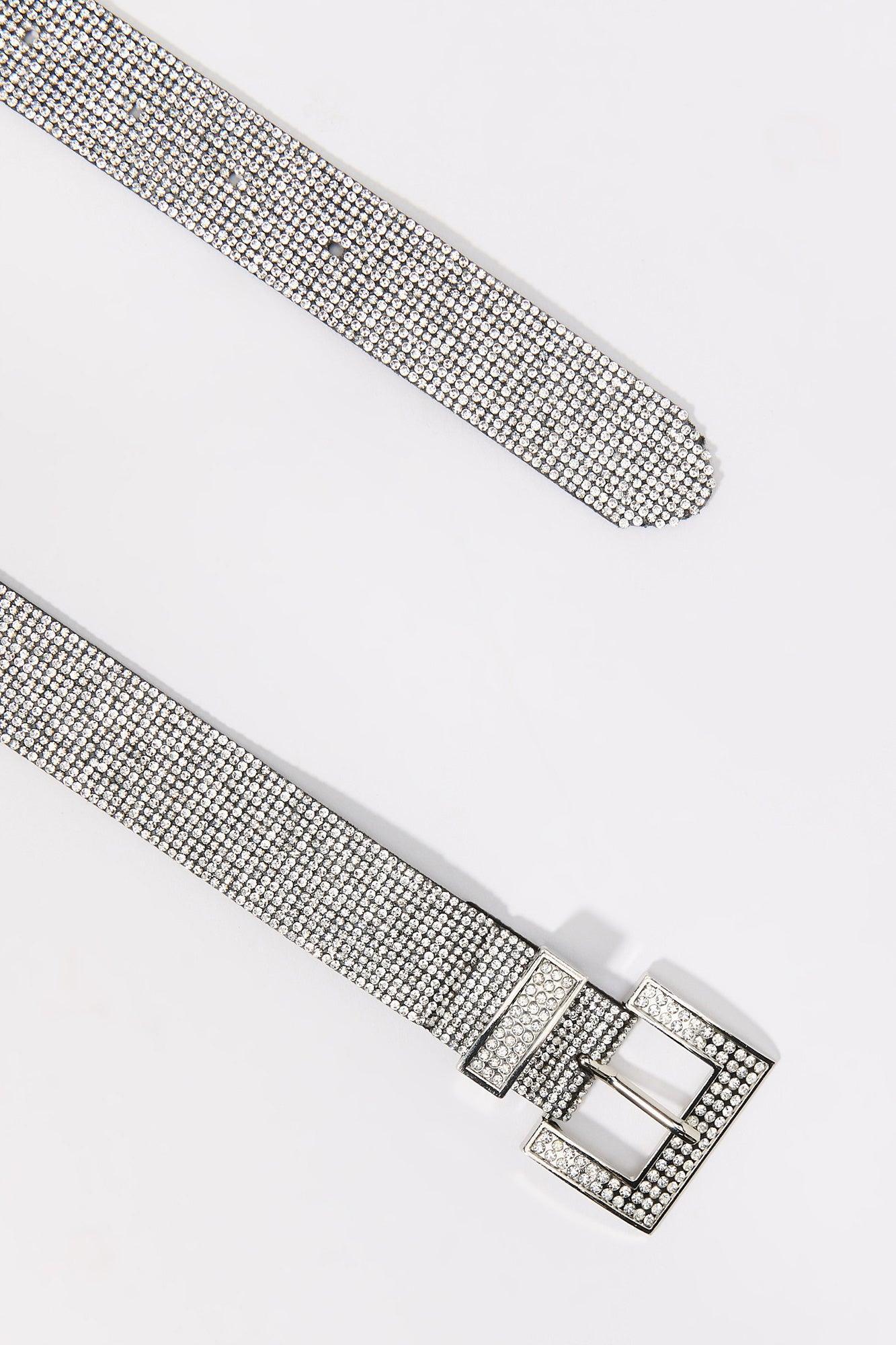 Rhinestone Square Buckle Belt Female Product Image