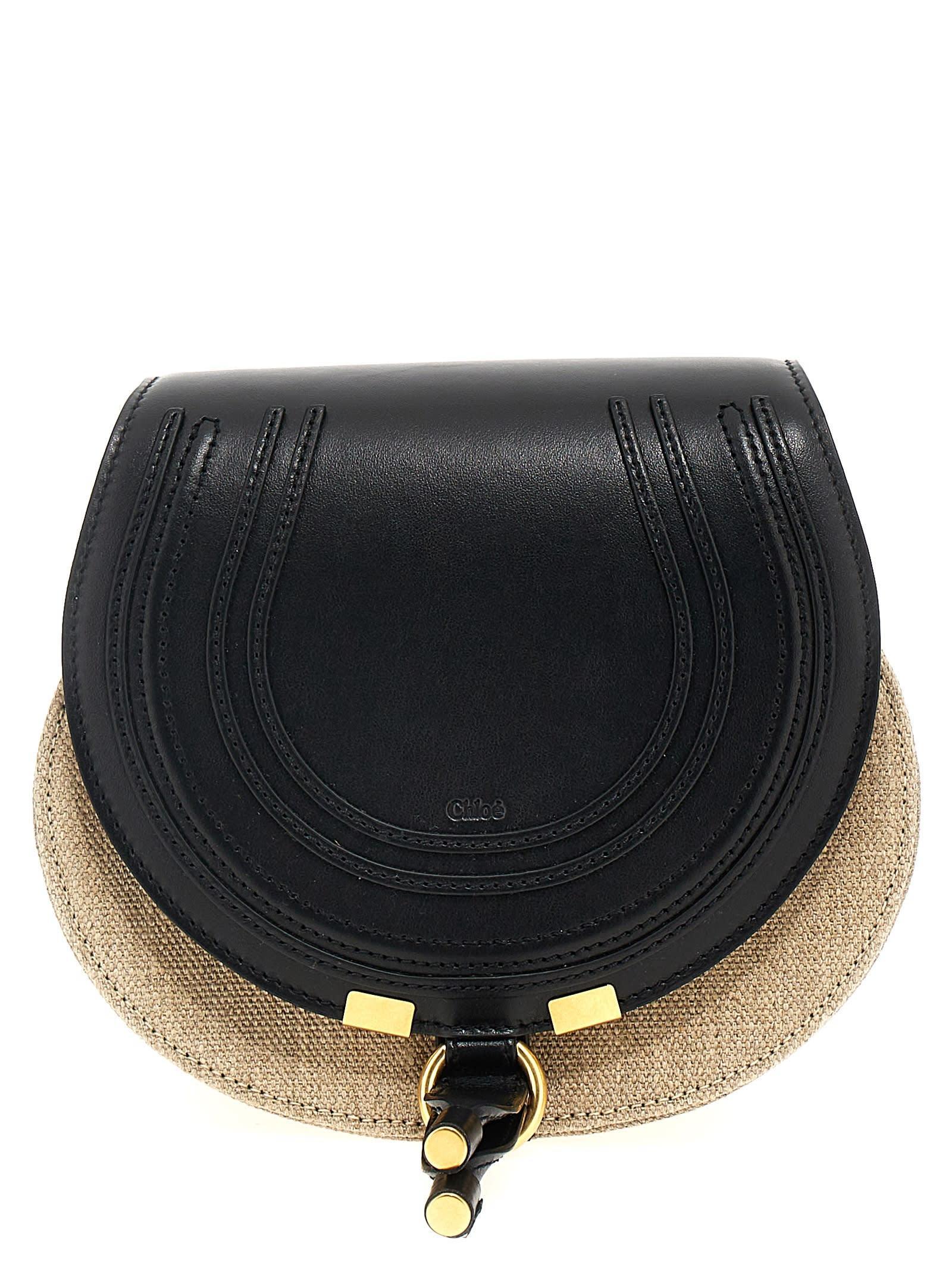 Small Saddle Shape Crossbody Bag In Black Product Image