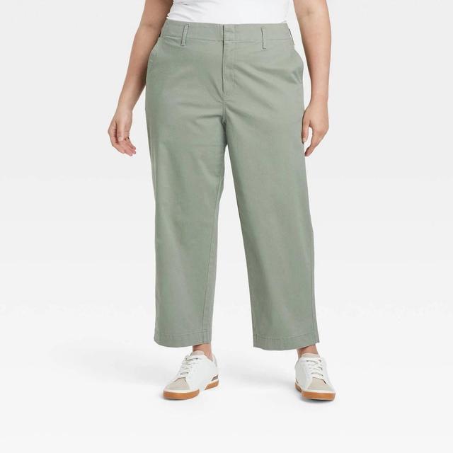 Womens High-Rise Straight Ankle Chino Pants - A New Day Olive 18 Product Image