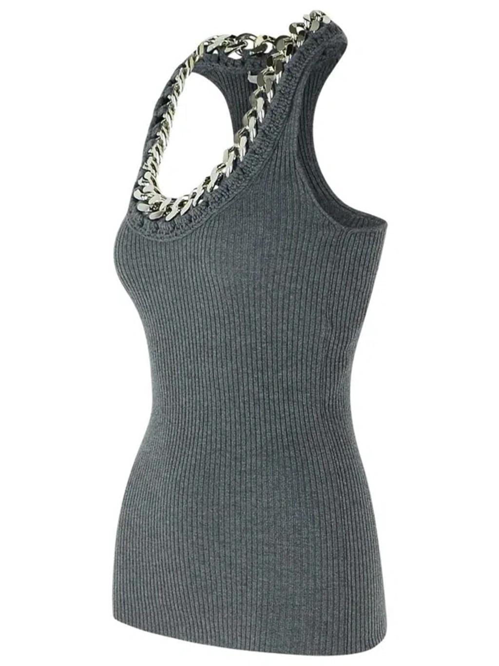 STELLA MCCARTNEY Dark Grey Wool Blend Tank Top Product Image