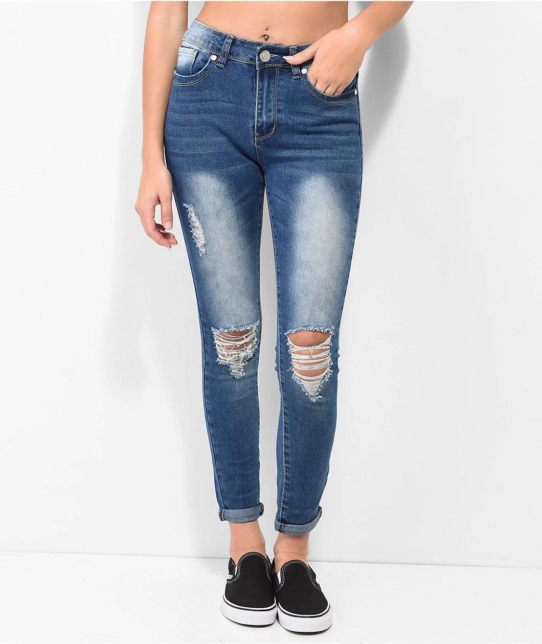 Thrill Jeans High Rise Blue Skinny Jeans Product Image