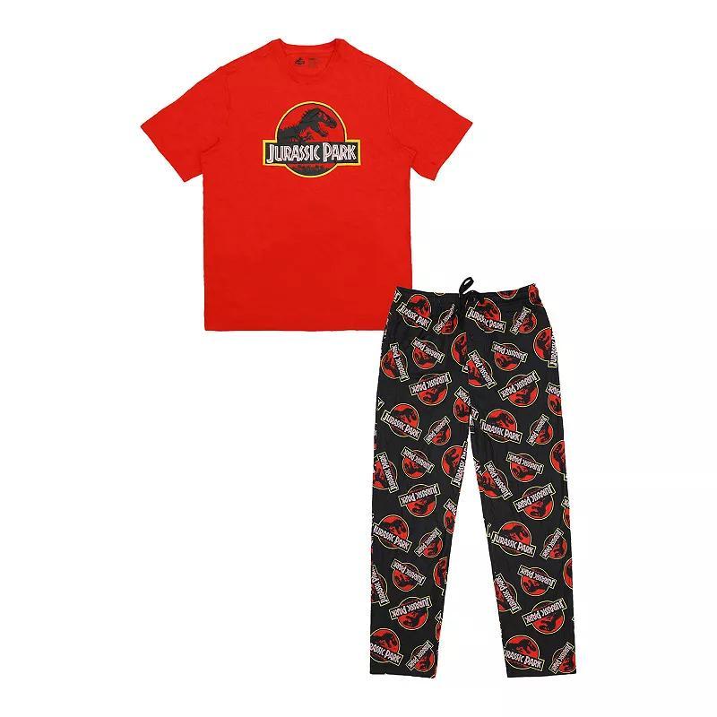 Mens Jurassic Park Movie Logo Pajama Top & Pajama Bottom Set Product Image