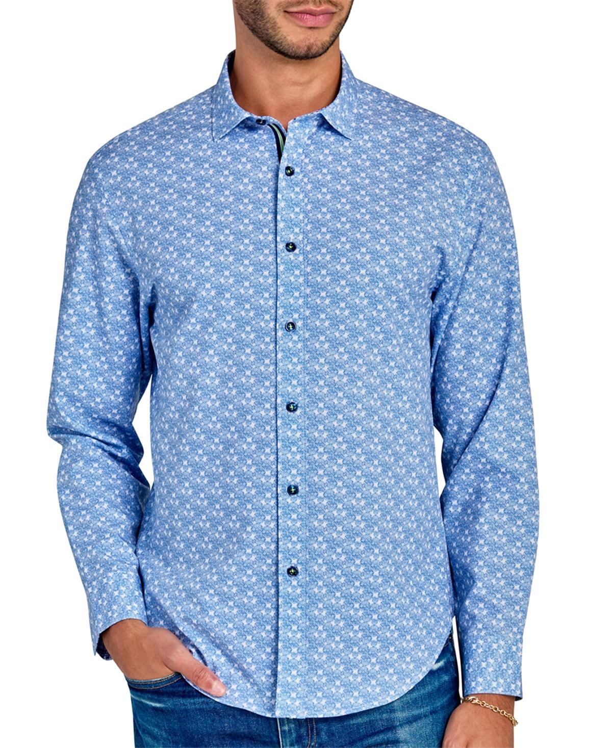 Society of Threads Mens Geometric Print Long Sleeve Button-Front Performance Shirt Product Image