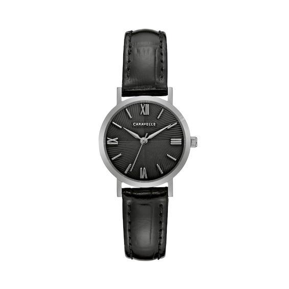 Caravelle by Bulova Womens Stainless Steel Black Dial Leather Strap Watch - 43L217 Product Image