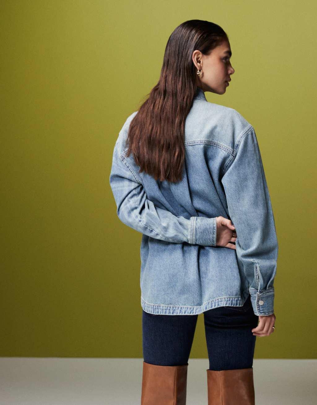 ASOS DESIGN patchwork denim shirt Product Image