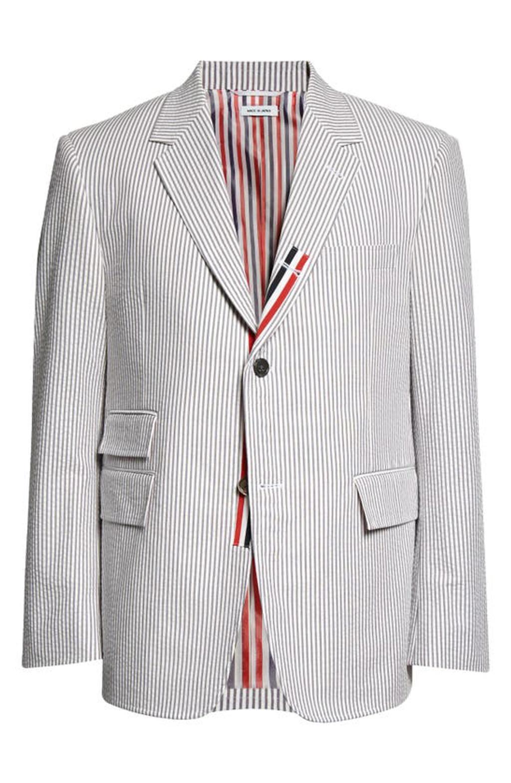 Cotton Seersucker Jacket In White Product Image