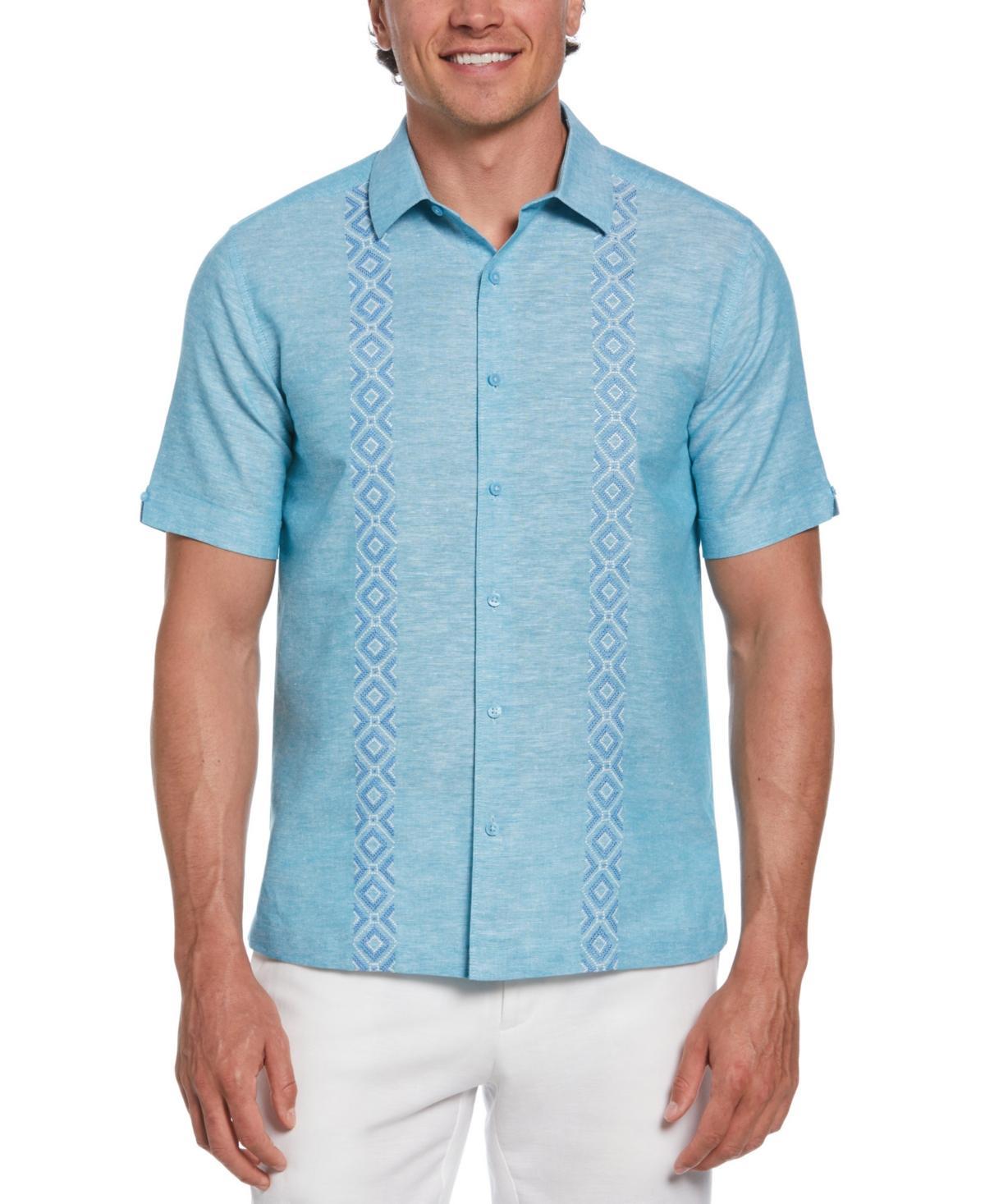 Cubavera Mens Linen-Blend Argyle Embroidered Chambray Shirt Product Image