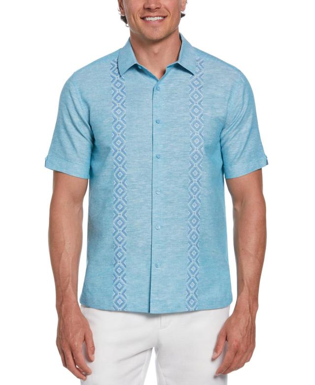 Men's Linen-Blend Argyle Embroidered Chambray Shirt Product Image