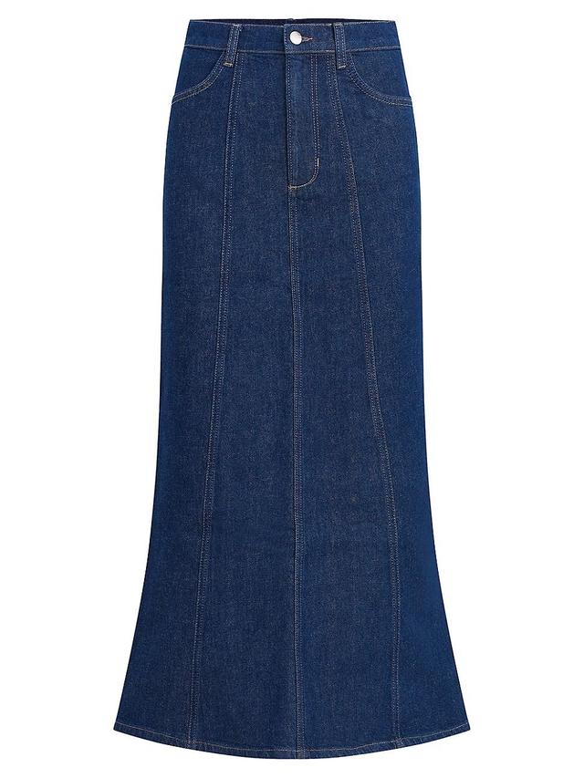 Womens Melanie Flared Denim Midi-Skirt Product Image