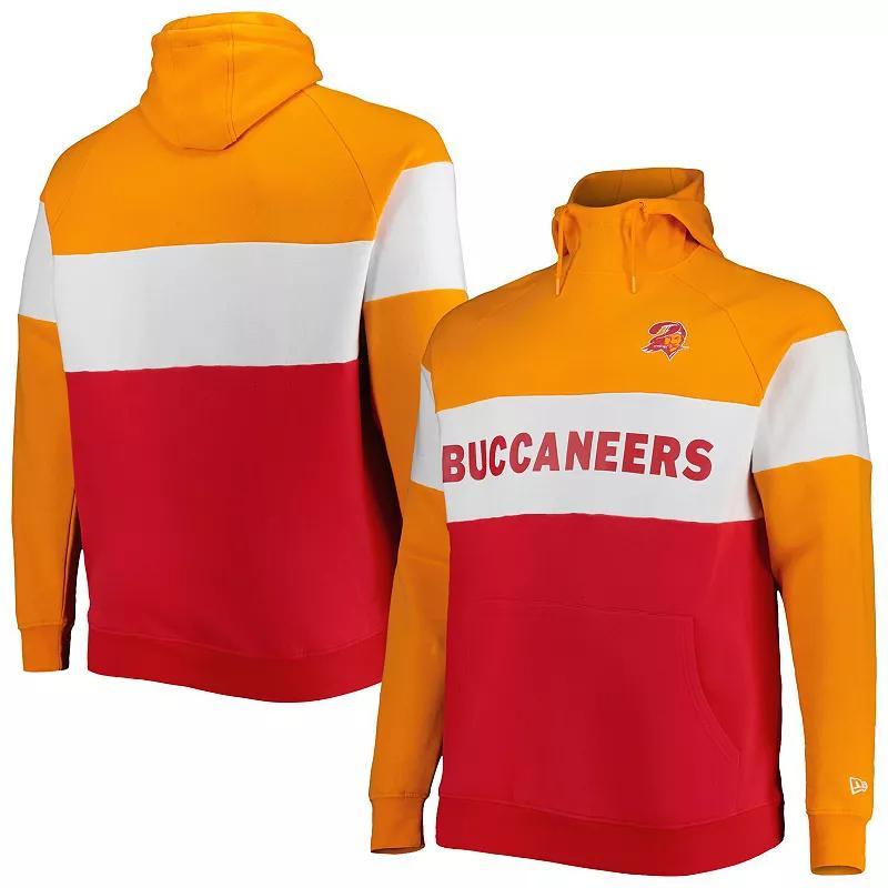 Mens New Era Red Tampa Bay Buccaneers Big & Tall Throwback Colorblock Pullover Hoodie Product Image