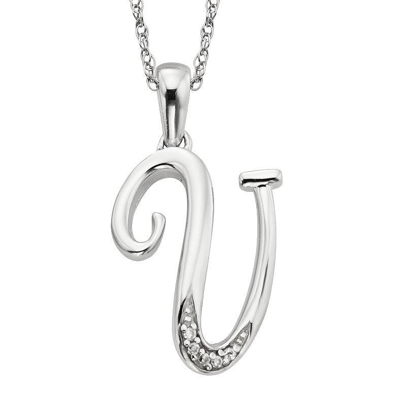 Sterling Silver Diamond Accent Initial Pendant, Womens Product Image