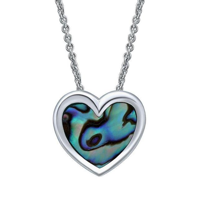 Aleure Precioso Silver Plated Abalone Heart Pendant Necklace, Womens Silver Tone Team Product Image