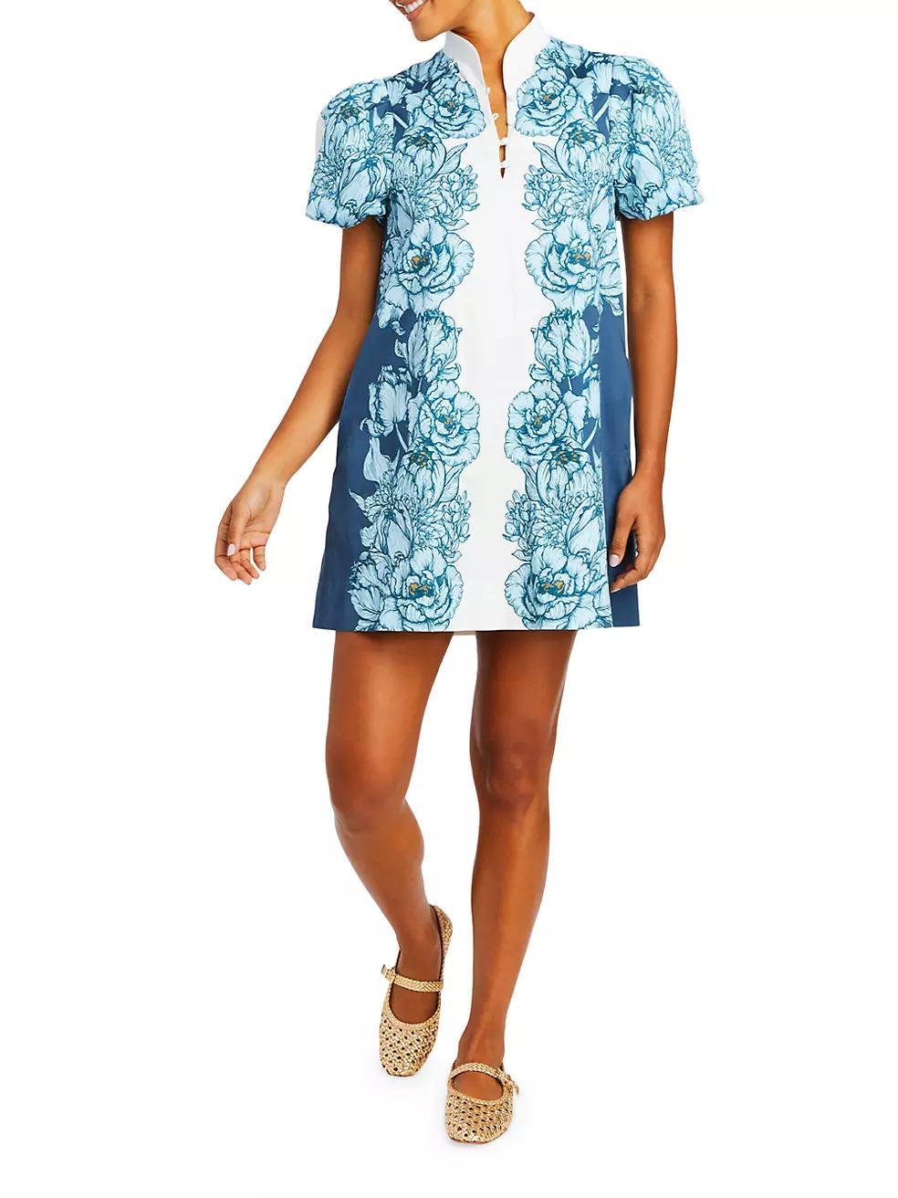 Elliana Floral Linen-Cotton Minidress Product Image