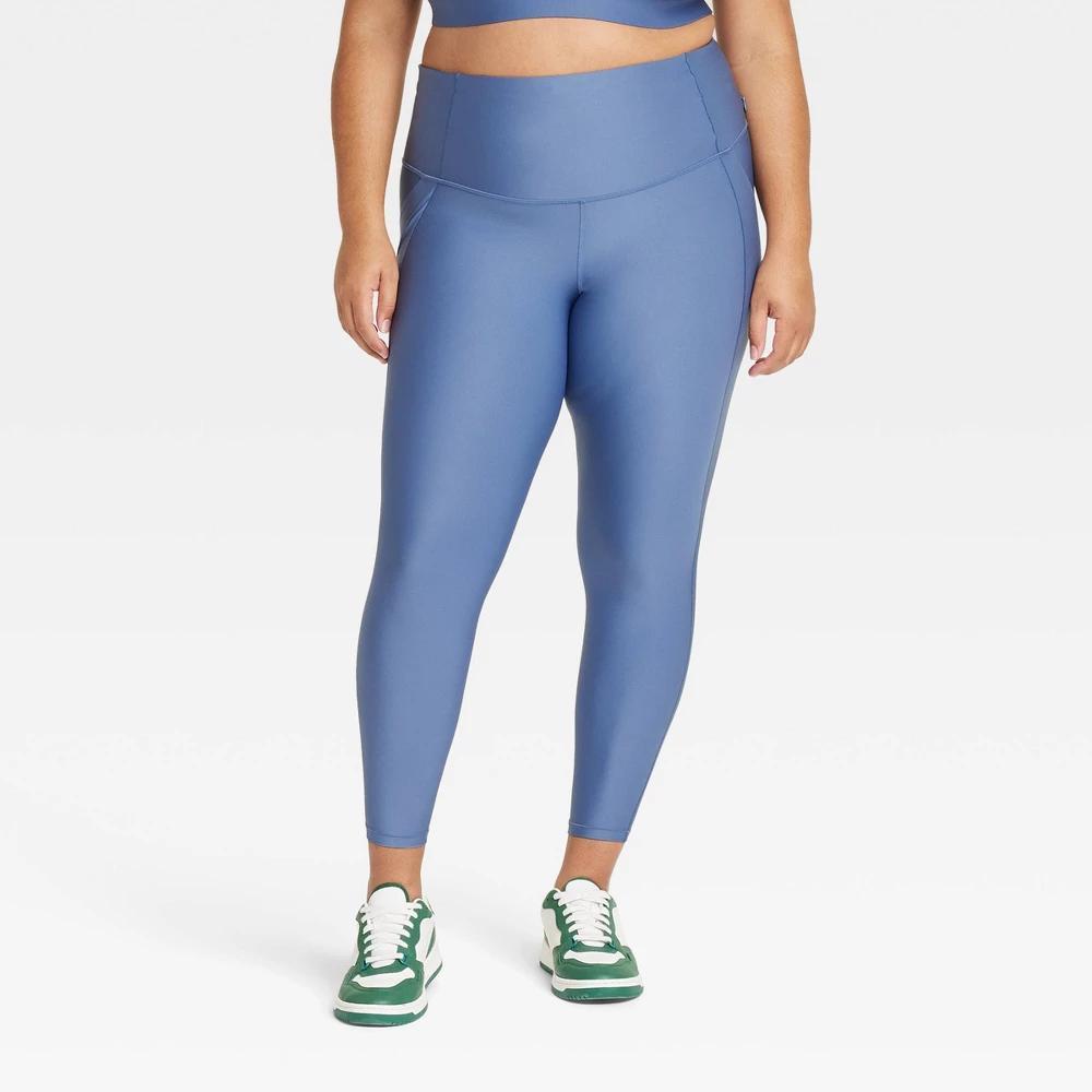 Womens Effortless Support High-Rise Pocketed 7/8 Leggings - All In Motion Blue 2X Product Image