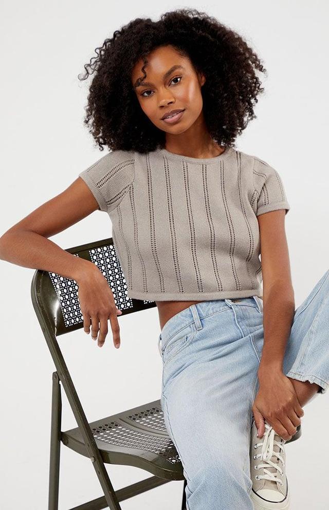 PacSun Cozy Short Sleeve Crop Sweater Product Image