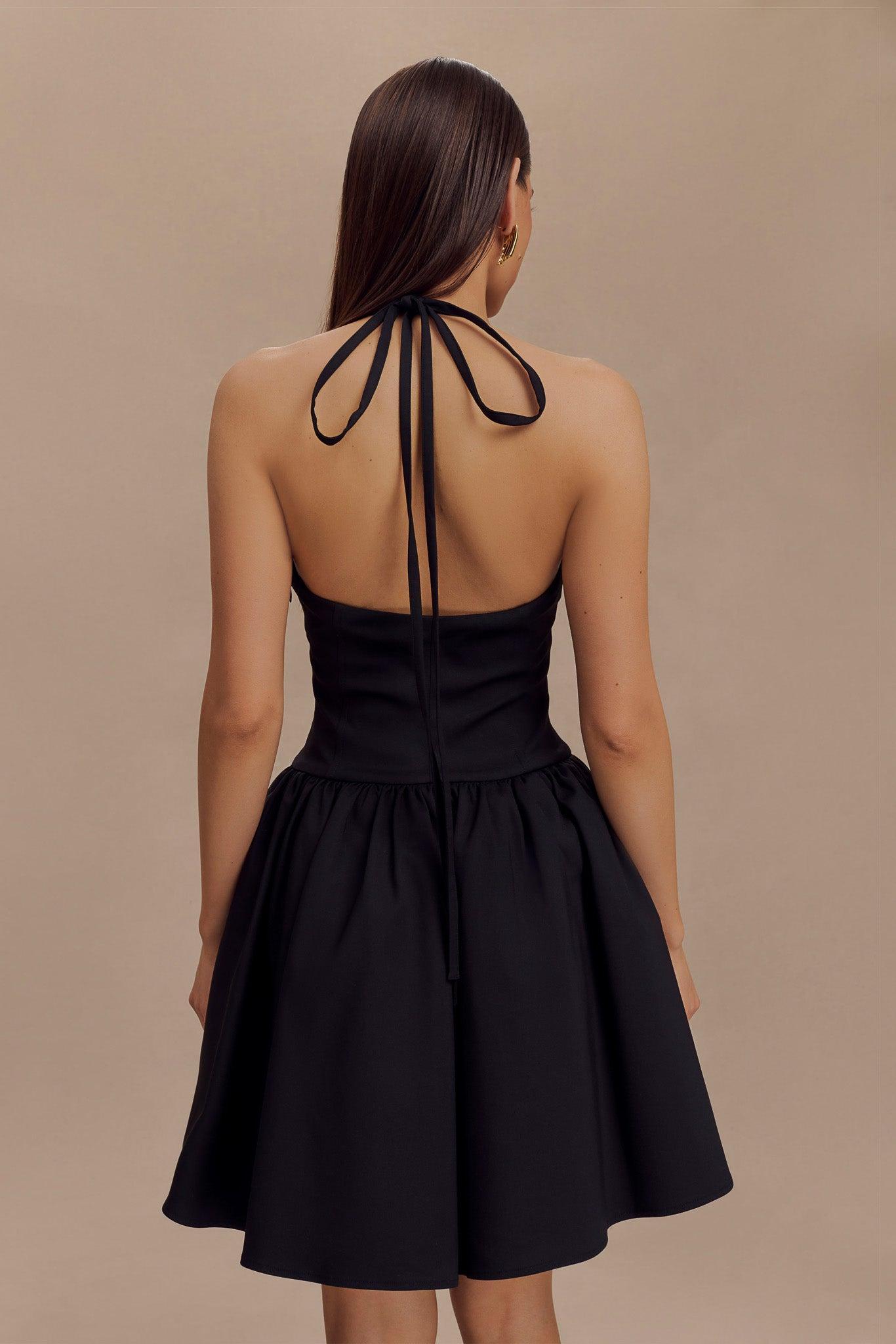 Ruby Halter Mini Dress - Black Product Image