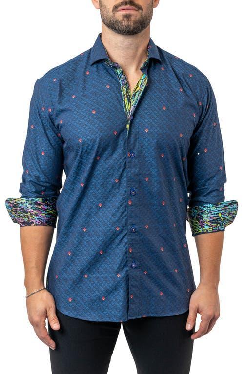 Maceoo Einstein Symbols 12 Blue Contemporary Fit Button-Up Shirt Product Image