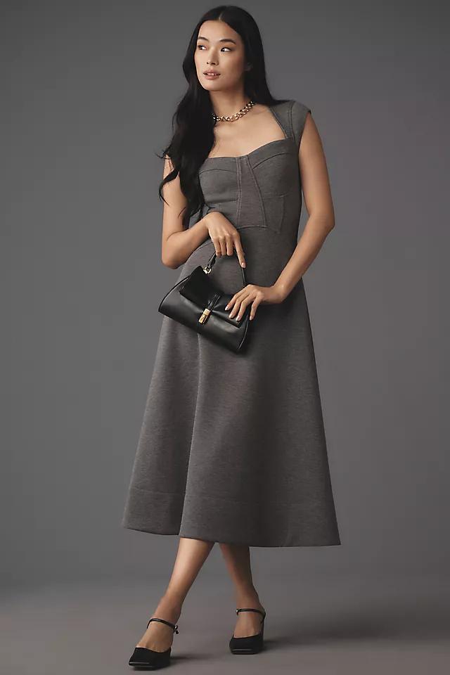 By Anthropologie Heathered Sweetheart Scuba Midi Dress Product Image