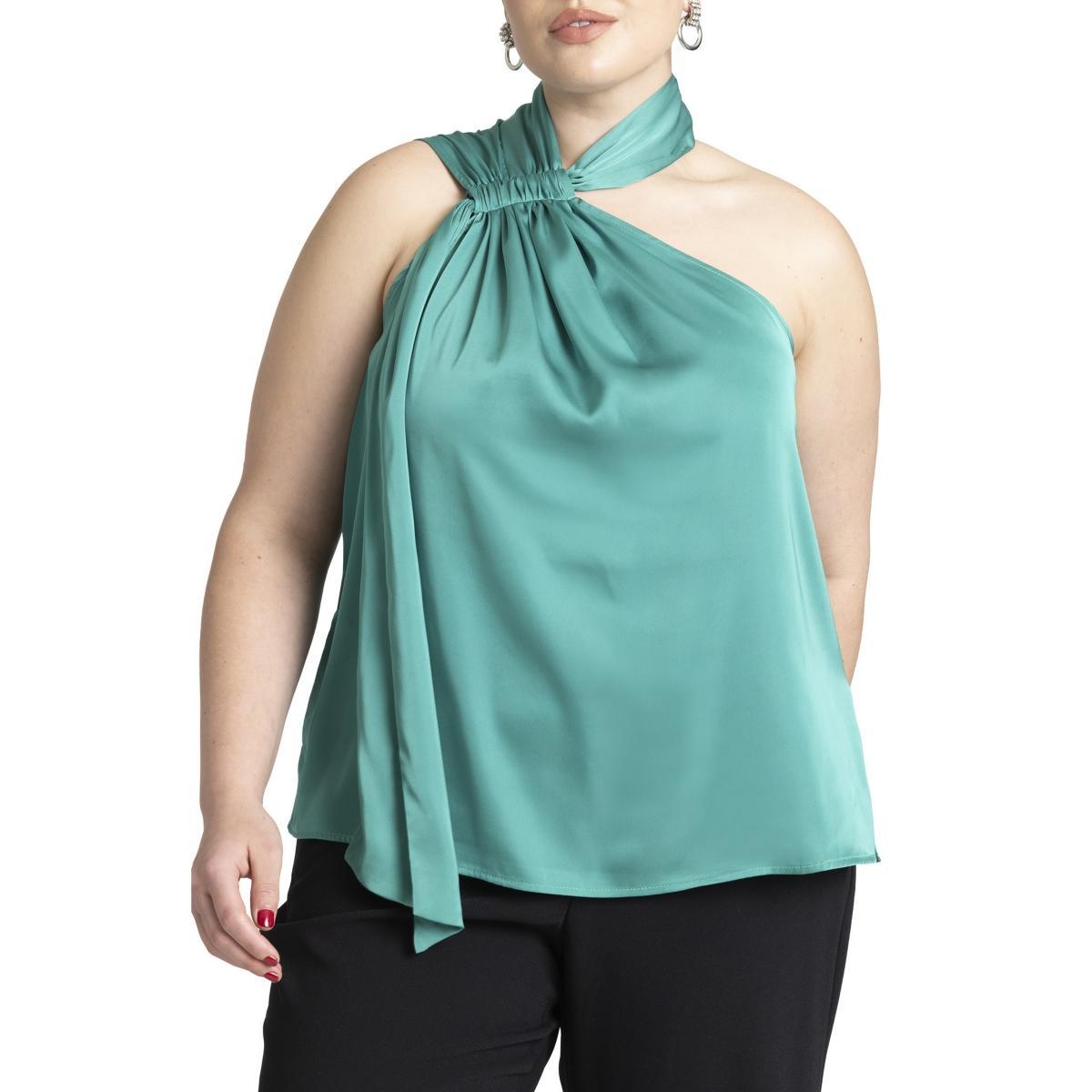 Eloquii Womens Draped Neckline Blouse With Ties product image