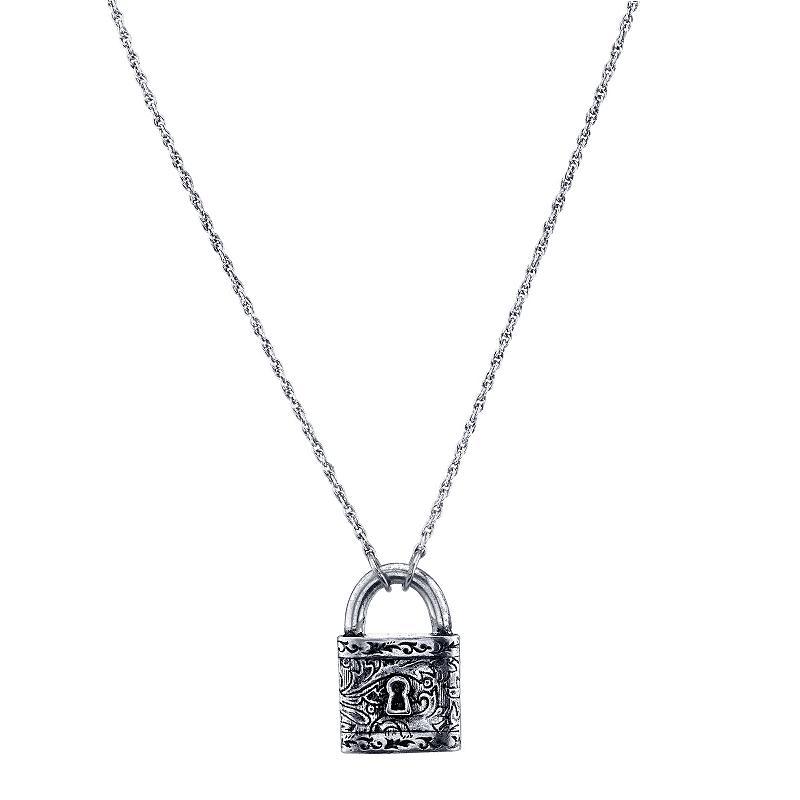 2028 Silver-Tone Lock Pendant Necklace Product Image