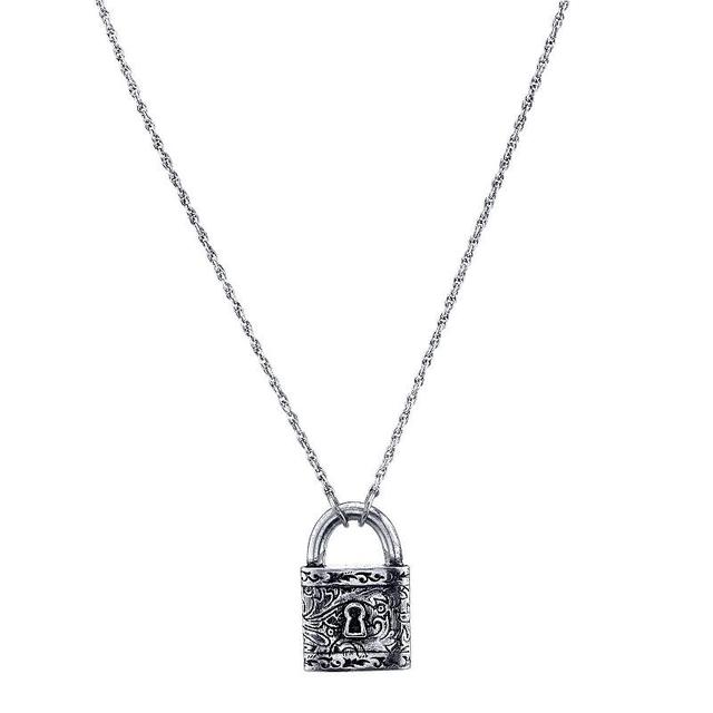 2028 Silver-Tone Lock Pendant Necklace Product Image