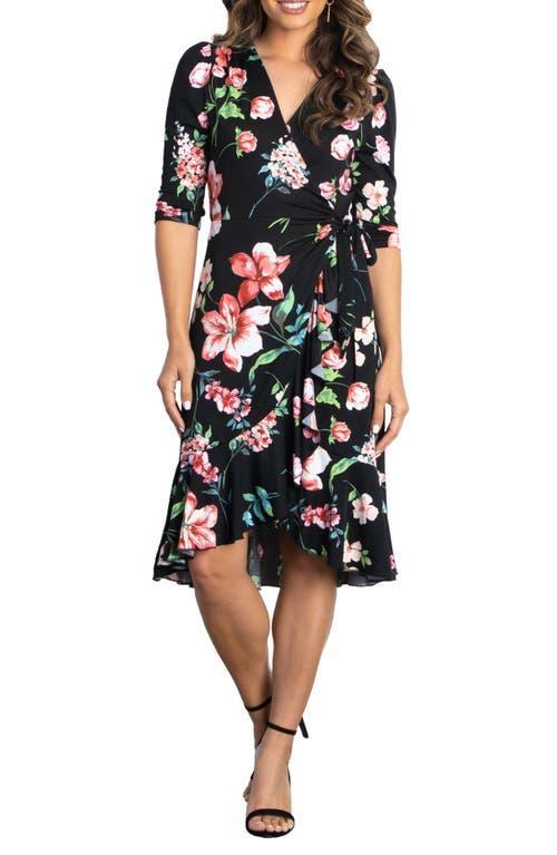 Kiyonna Flirty Flounce Floral Print Wrap Dress Product Image