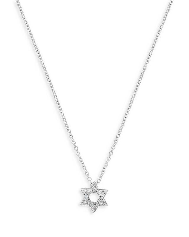 Womens 14K White Gold & Diamond Star-Of-David Pendant Necklace Product Image