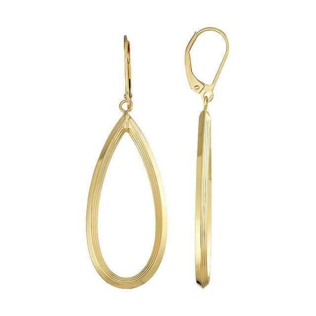 Forever 14K Ribbed Teardrop Earrings, Womens, Yellow Product Image