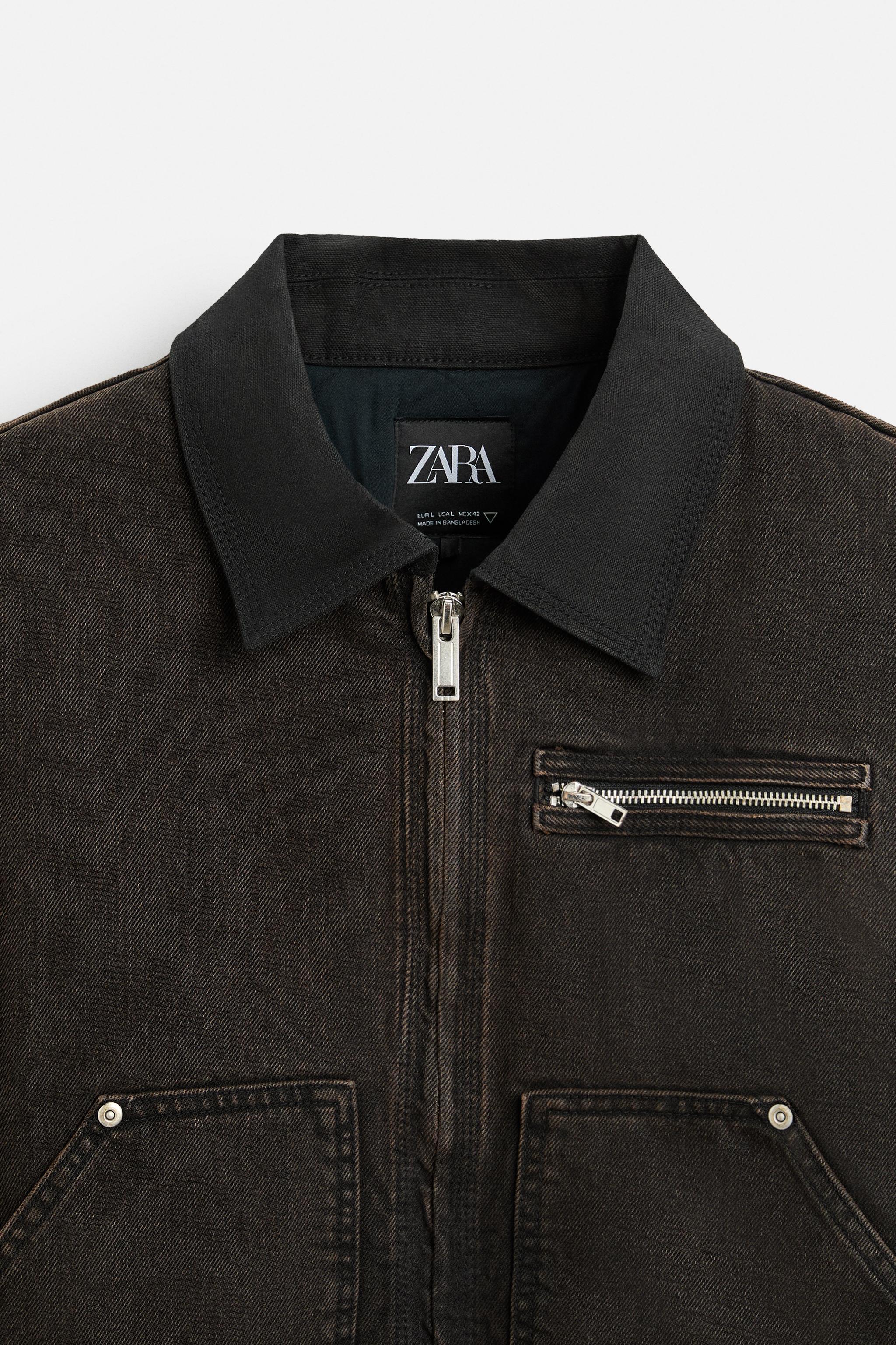 DENIM JACKET WITH CONTRASTING COLLAR Product Image