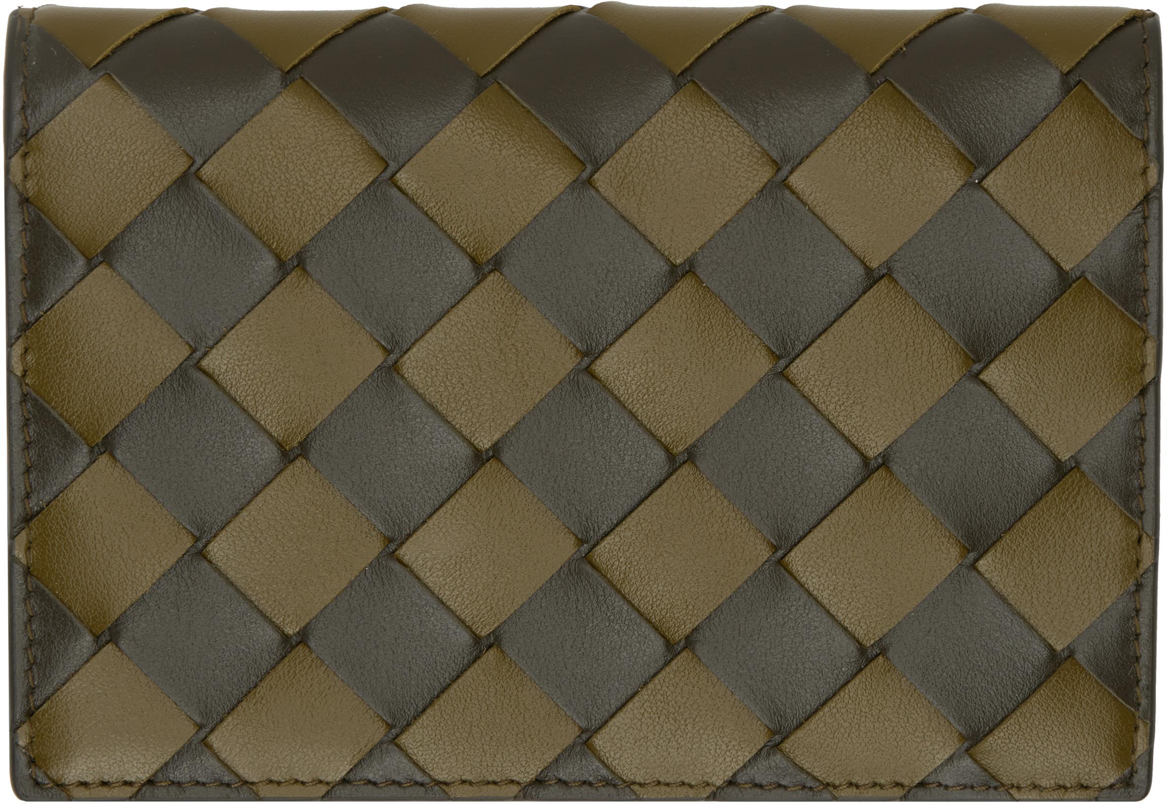 BOTTEGA VENETA Khaki Intrecciato Passport Holder In Green Product Image