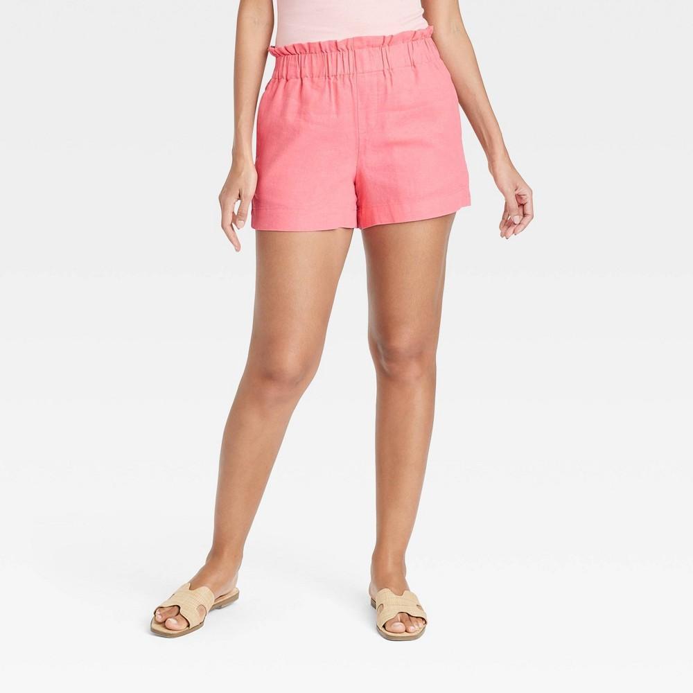 Womens High-Rise Linen Pull-On Shorts - A New Day Product Image