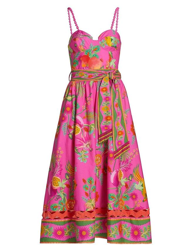 Pink Delicate Fruit Garden Organic Cotton Midi Dress, DELICATE FRUIT GARDEN PINK / XL Product Image